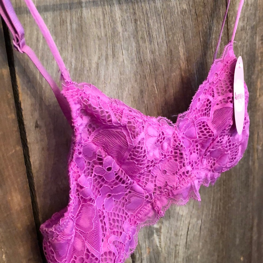 Anemone Allover Lace Mesh Lightly Lined Bra in Pink / Purple Size Small/Medium - Picture 4 of 10